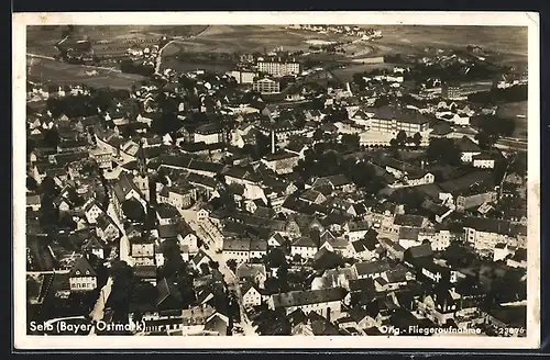 AK Selb, Ortspanorama aus dem Flugzeug gesehen