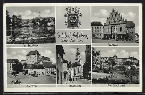 AK Sulzbach-Rosenberg, Rathaus, Stadtbad und Schloss