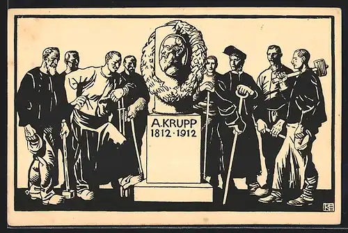 AK Essen, Hundertjahrfeier der Firma Krupp 1912, Ganzsache