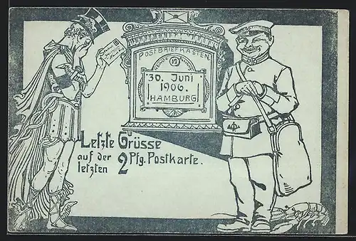 AK Letzte 2 Pfg. Postkarte, Postgeschichte, Ganzsache