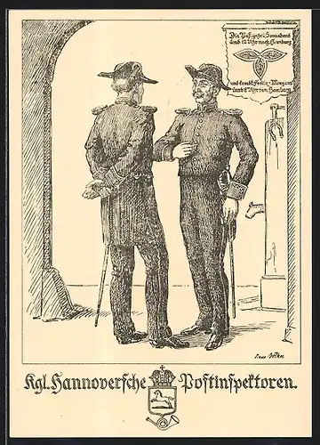 Künstler-AK Hannover, Briefmarken-Ausstellung im September 1938, Kgl. Hannoversche Postinspektoren, Ganzsache