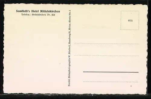 AK Mittelnkirchen /Altes Land, Somfleths Hotel, Vorderansicht mit Aussentreppe