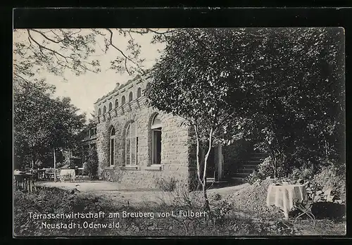 AK Neustadt /Odenw., Gasthaus Terrassenwirtschaft am Breuberg L. Fülbert, Gartenansicht