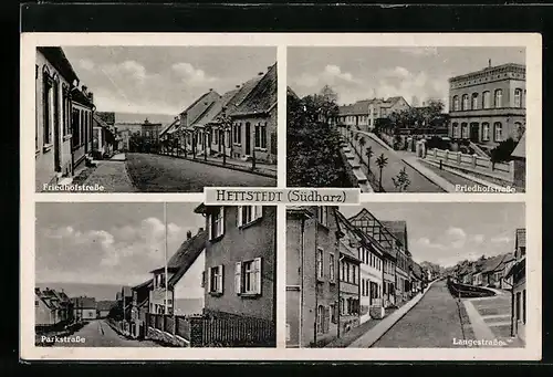AK Hettstedt /Harz, Friedhofstrasse, Parkstrasse und Langestrasse