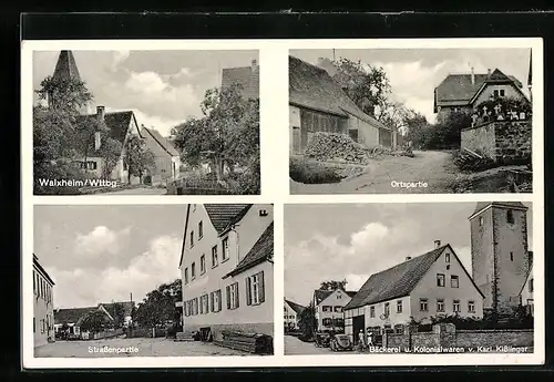 AK Walxheim /Wttbg., Bäckerei und Kolonialwaren Karl Kisslinger, Ortspartie, Strassenpartie