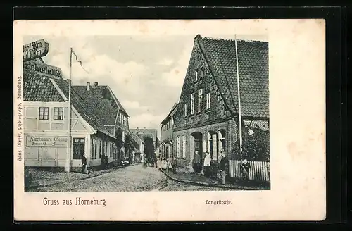 AK Horneburg, Langestrasse mit Stechmann`s Gasthof