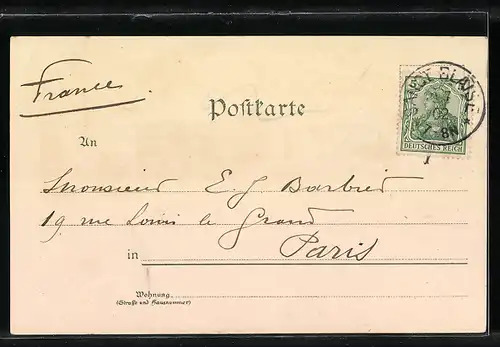 Lithographie Kehl, Rheinbrücke, Strassenpartie mit Strassenbahn, Kirche