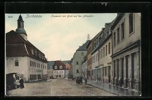 AK Zschopau, Neumarkt mit Blick auf den Altmarkt