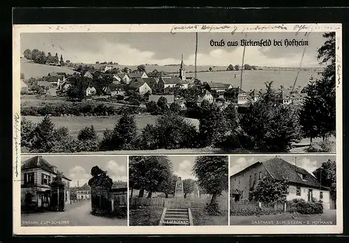 AK Birkenfeld bei Hofheim, Gasthaus zum Stern, Eingang zum Schloss, Kriegerdenkmal