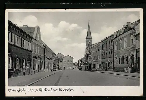 AK Osterhofen, Strasse mit Geschäften