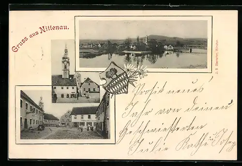 AK Nittenau, Strassenpartie mit Gasthaus, Uferpartie, Ortspartie