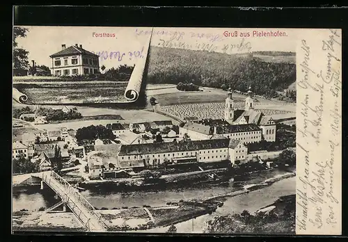 AK Pielenhofen, Ortspartie mit Kloster, Forsthaus