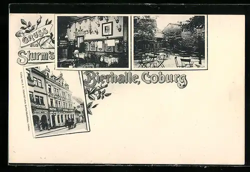 AK Coburg, Gasthaus Sturm`s Bierhalle, Terrasse