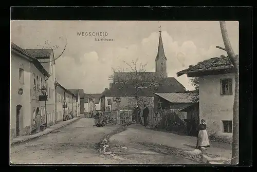 AK Wegscheid, Marktstrasse mit Kirche