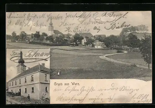 AK Wurz, Panorama mit Kirche