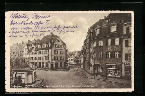 AK Weiden / Oberpf., Bahnhofstrasse mit Blick in die Johannisstrasse
