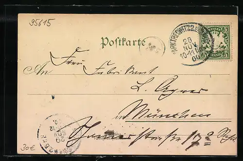 Lithographie Markt-Redwitz, Gesamtansicht, Villa Benker