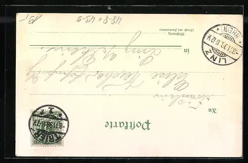 Lithographie Leierkasten-Mann und Kaspertheater auf einem Volksfest