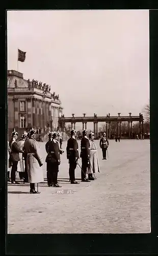 AK Potsdam, Prinz Oskar und Kaiser Wilhelm II., Autograph Prinz August Wilhelm von Preussen