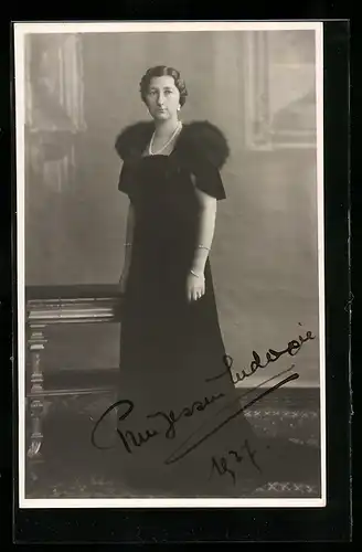 AK Prinzessin Eudoxia, Tinten-Autograph Prinz August Wilhelm von Preussen 1937