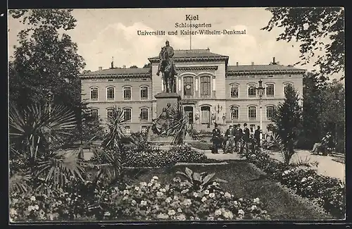 AK Kiel, Schlossgarten, Universität und Kaiser-Wilhelm-Denkmal