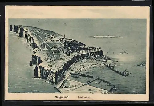 AK Helgoland, Totalansicht mit Hafenpartie