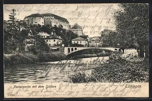 AK Tübingen, Neckarpartie mit dem Schloss