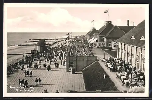 AK Westerland /Sylt, Urlauber an den Strandanlagen