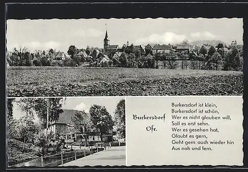 AK Burkersdorf /Ofr., Gaststätte z. Bayernschanze, Ortsansicht