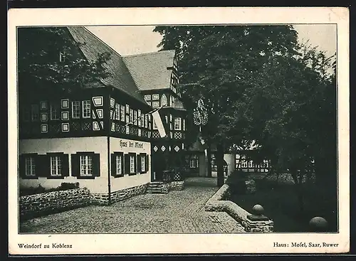 AK Koblenz, Weindorf, Gasthaus Mosel, Saar, Ruwer