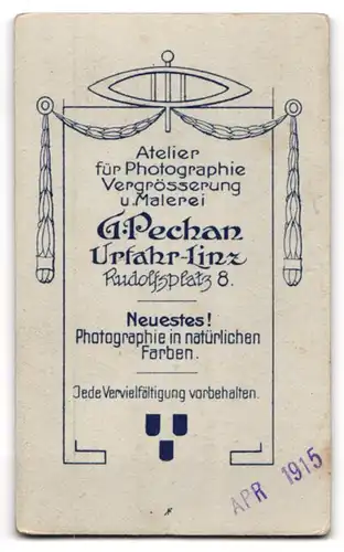 Fotografie G. Pechan, Urfahr-Linz, Rudolfsplatz 8, Junger Herr im Anzug mit Krawatte