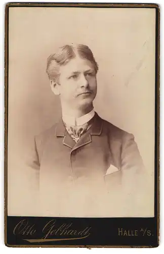 Fotografie Otto Gebhardt, Halle a. S., Poststr. 9-10, Junger Herr im Anzug mit Krawatte