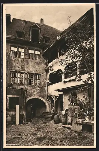 AK Würzburg, Bauernhof in der Strasse: Dettelbachergasse 9