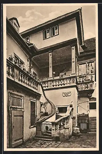 AK Würzburg, Hof im Weinrestaurant Stachel