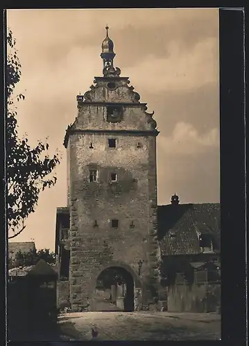 Foto-AK Frickenhausen, Strassenpartie mit Unteres Tor