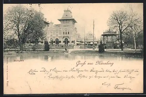 AK Nürnberg, Blick in den Stadtpark