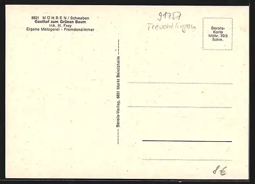 AK Möhren /Schwaben, Gasthof Grüner Baum, Innenansicht