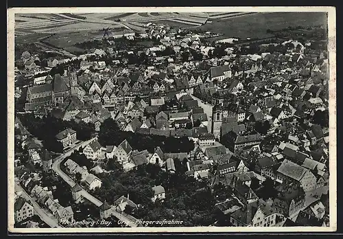 AK Weissenburg i. Bay., Totalansicht mit Kirche, Häuser und Umgebung vom Flugzeug aus