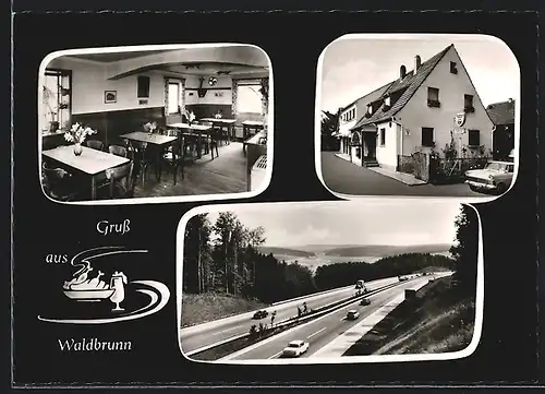 AK Waldbrunn b. Würzburg, Blick auf Gasthaus H. Pabst, Innenansicht