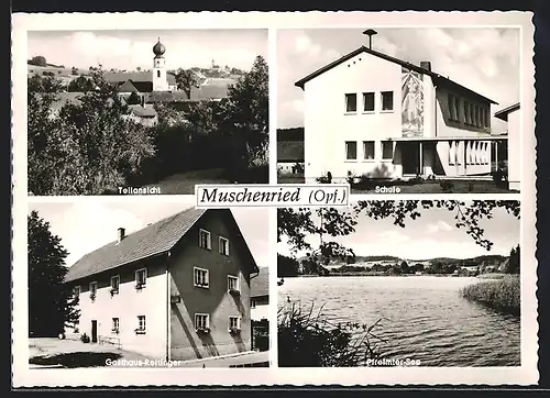 AK Muschenried /Opf., Am Gasthaus Reitinger, Schule