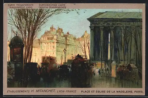 Künstler-AK Paris, Place et Église de la Madeleine, Halt gegen das Licht: Reklame für Cristal Sec