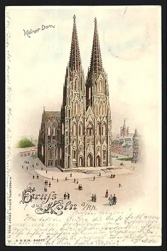 Lithographie Köln, Der Kölner Dom, Halt gegen das Licht: Erleuchtete Fenster