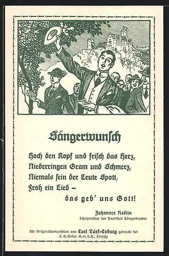 AK Hannover, 9. Deutsches Sängerbundesfest 1924, Sängerwunsch, Ganzsache