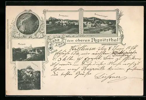 AK Neuhaus /Pegnitzthal, Ortspartie, Kartenstein, Hohenstein