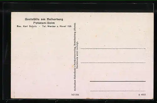 AK Potsdam-Golm, Gaststätte am Reihersberg