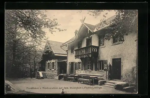 AK Waldstein i. Fichtelgebirge, Forsthaus mit neuem Anbau des D. G. V.