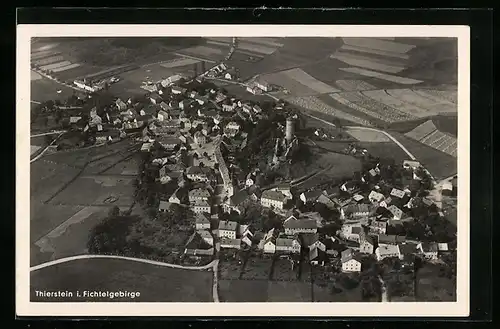 AK Thierstein /Fichtelgeb., Fliegeraufnahme mit Ruine