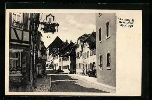 AK Münnerstadt, Hauptstrasse mit Geschäften