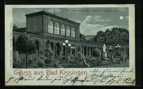 Mondschein-Lithographie Bad Kissingen, Conversationsgebäude mit Colonnaden