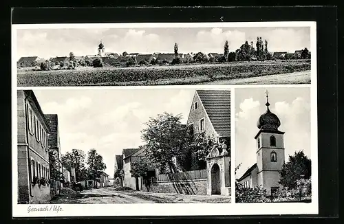 AK Gernach, Ortsansicht, Strassenpartie, Kirche